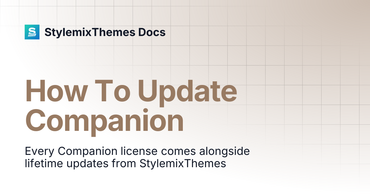 How To Update Companion | Companion Theme Documentation ...