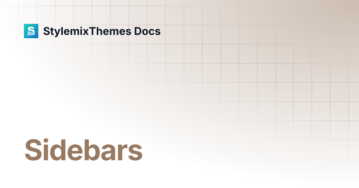 Sidebars | Companion Theme Documentation | StylemixThemes Docs