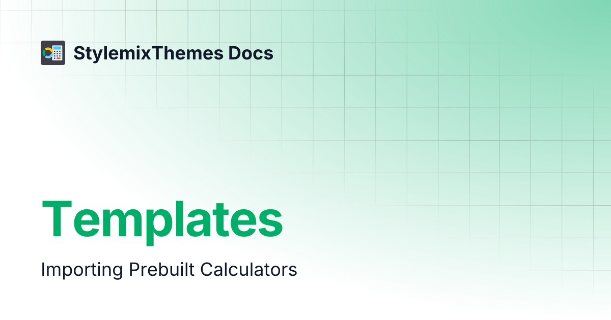 Templates | Cost Calculator Builder | StylemixThemes Docs