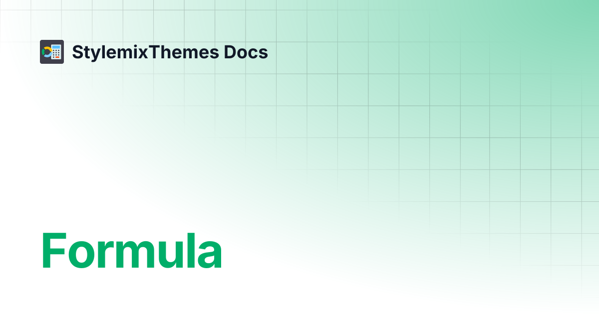 Formula | Cost Calculator Builder | StylemixThemes Docs