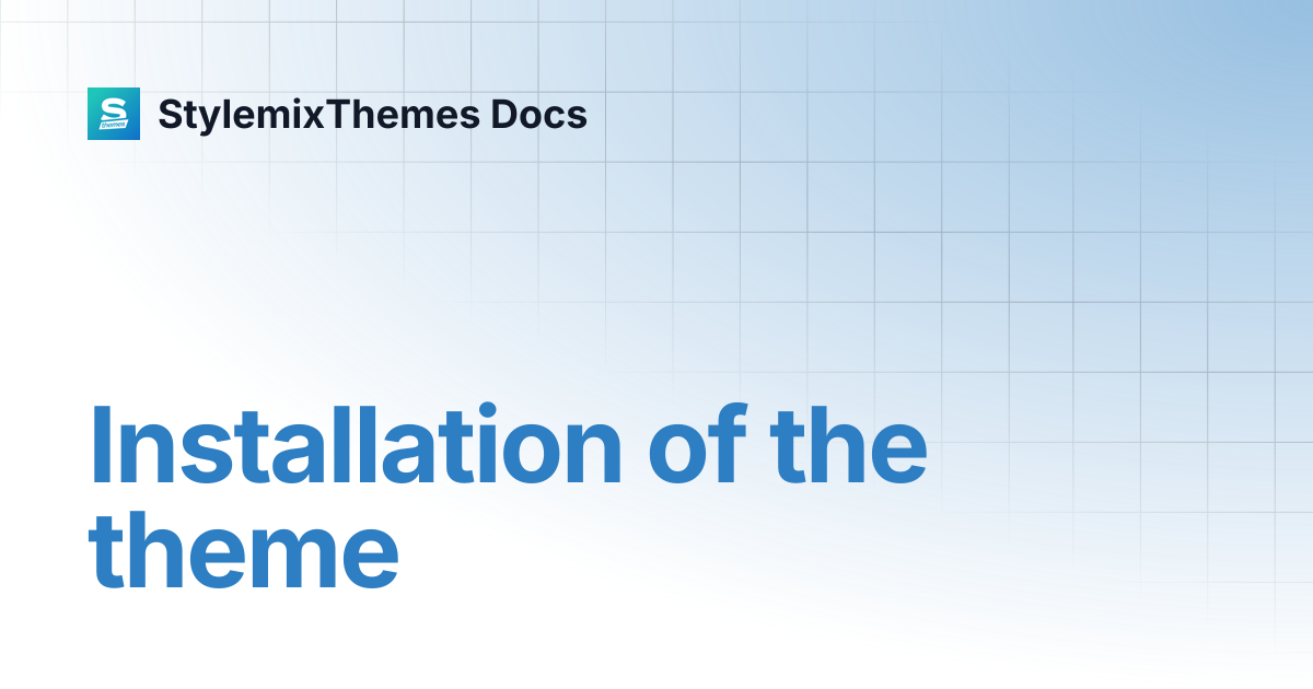 Installation of the theme | Manufacturer Theme Documentation ...