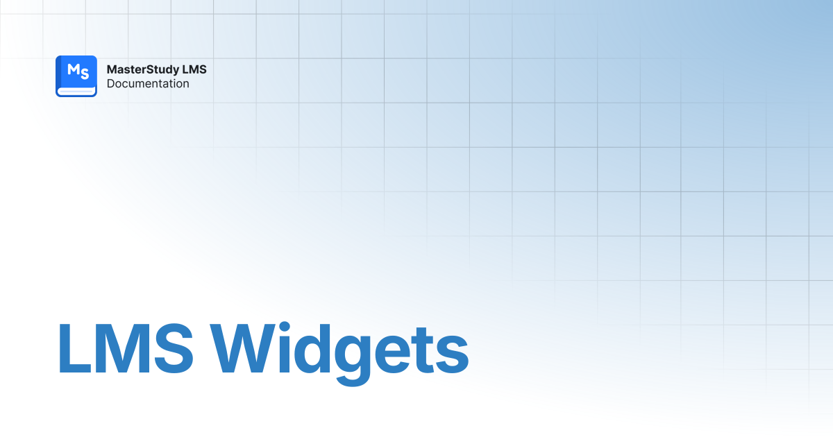 LMS Widgets | MasterStudy LMS Pro Plus | StylemixThemes Docs