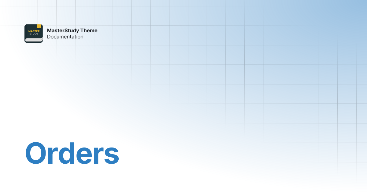 Orders | MasterStudy Theme Documentation | StylemixThemes Docs
