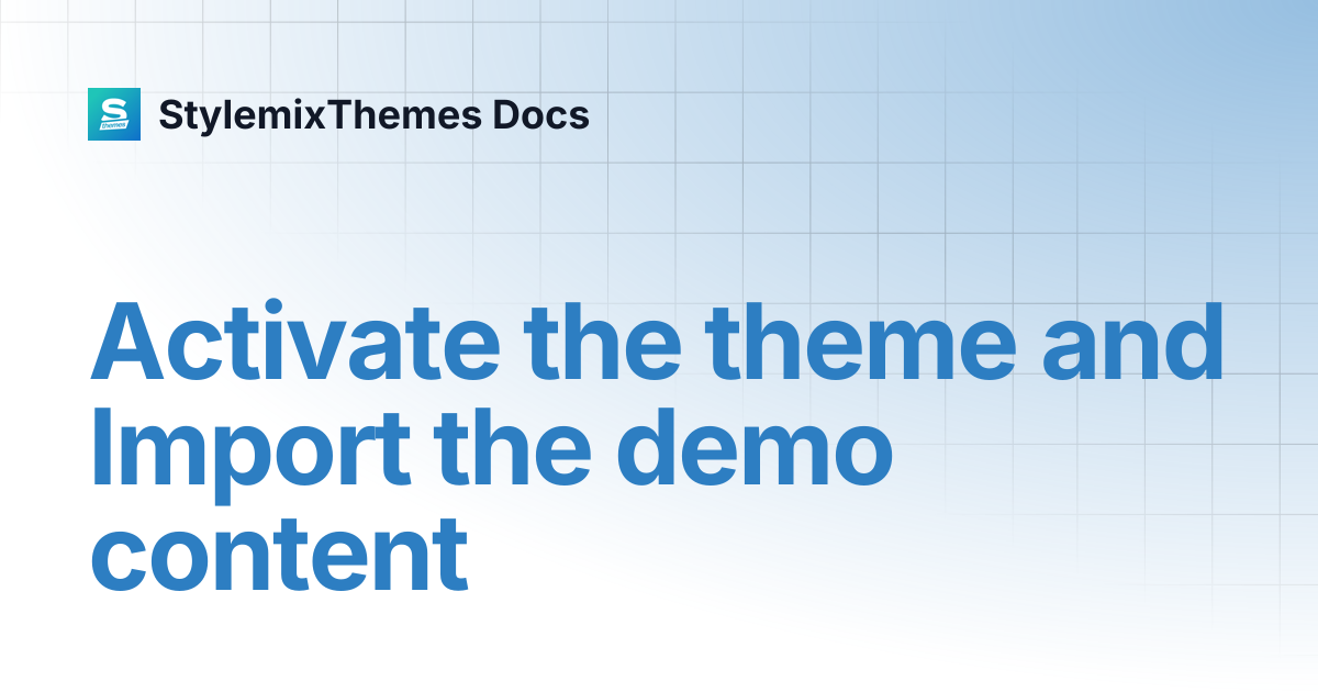 Activate the theme and Import the demo content | Transcargo Theme ...